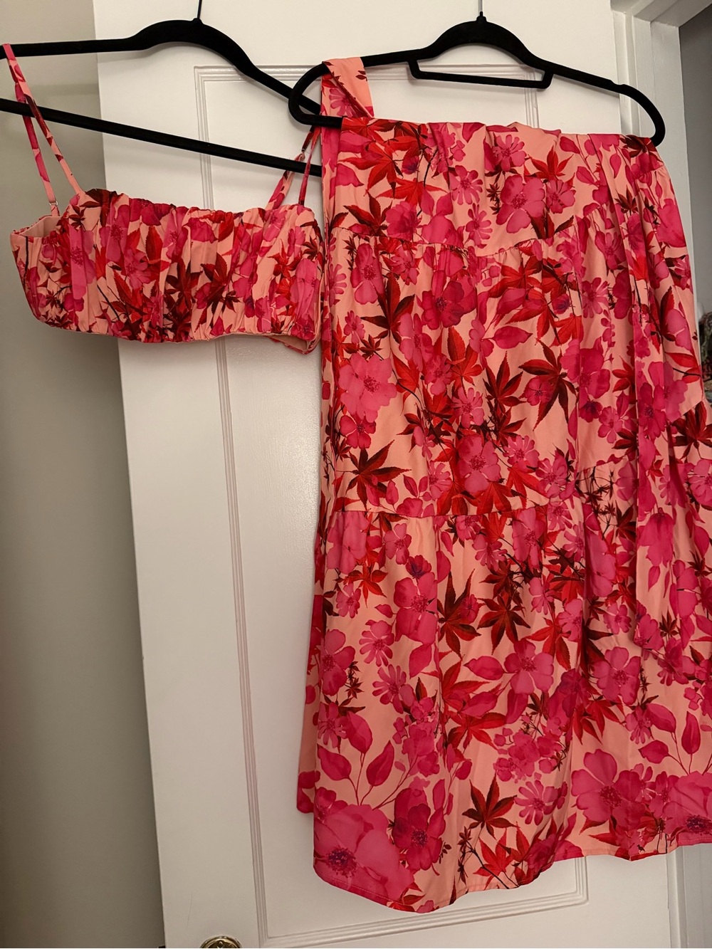 Princess Polly Pink and Red Floral Maxi Skirt Set